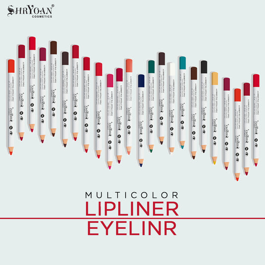 Shryoan Long Lasting ILip Formula Lipliner Eyeliner Pencil Set Of 12 Pc