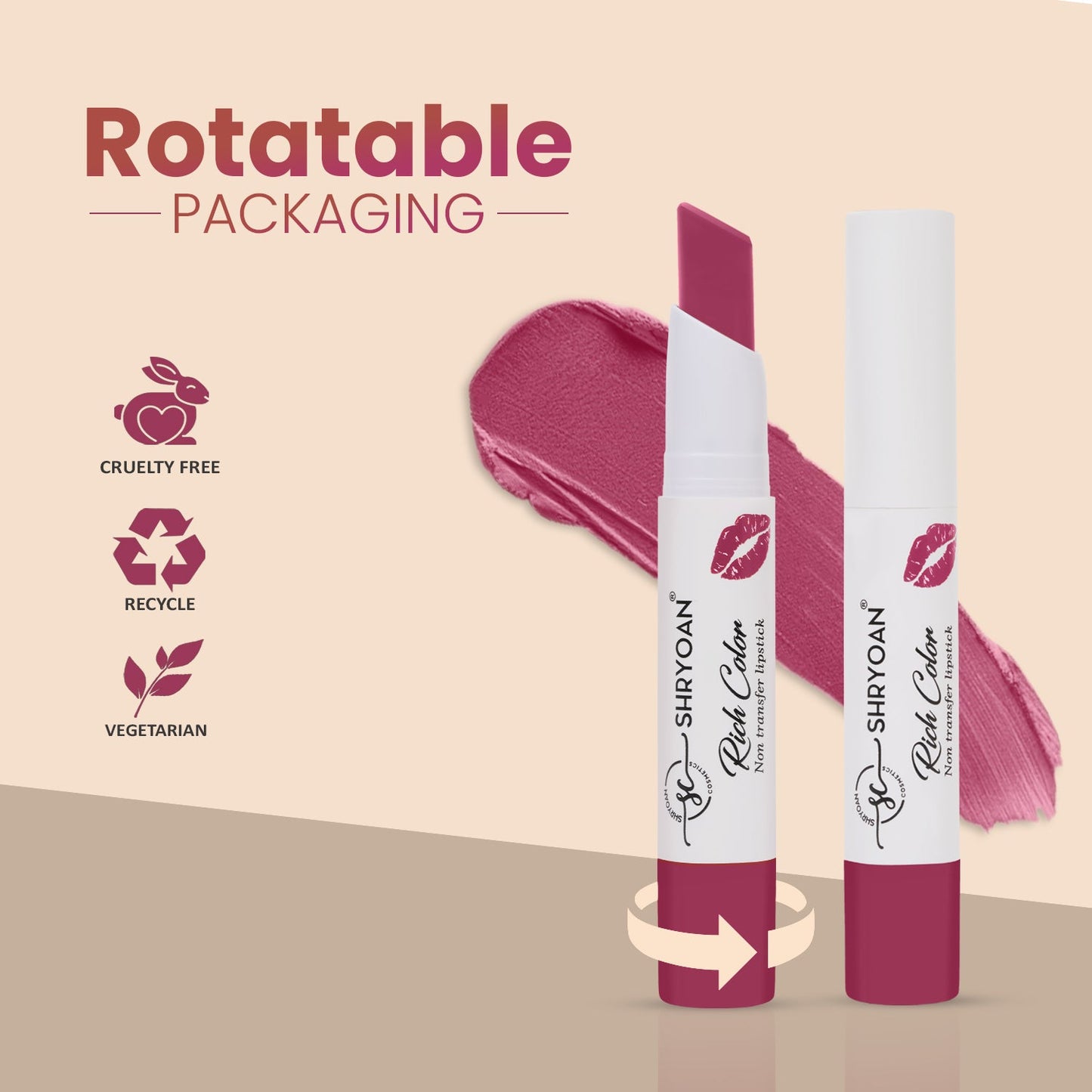Shryoan Rich Color Non-Transfer Lipstick - Buy 2 Get 1 Free