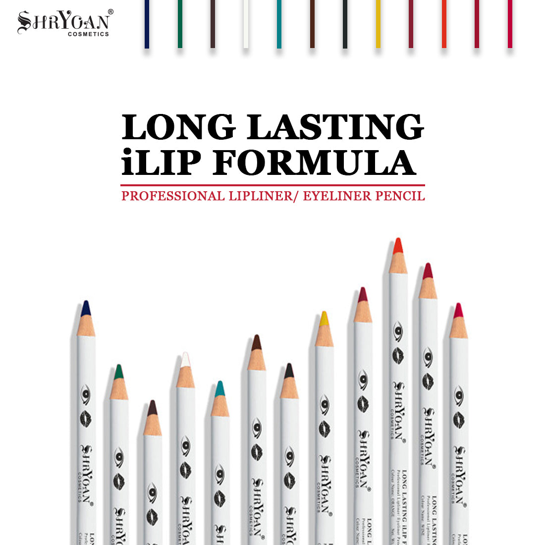 Shryoan Long Lasting ILip Formula Lipliner Eyeliner Pencil Set Of 12 Pc