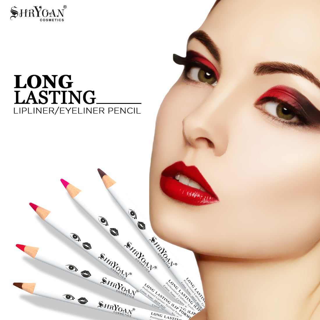 Shryoan Long Lasting ILip Formula Lipliner Eyeliner Pencil Set Of 12 Pc