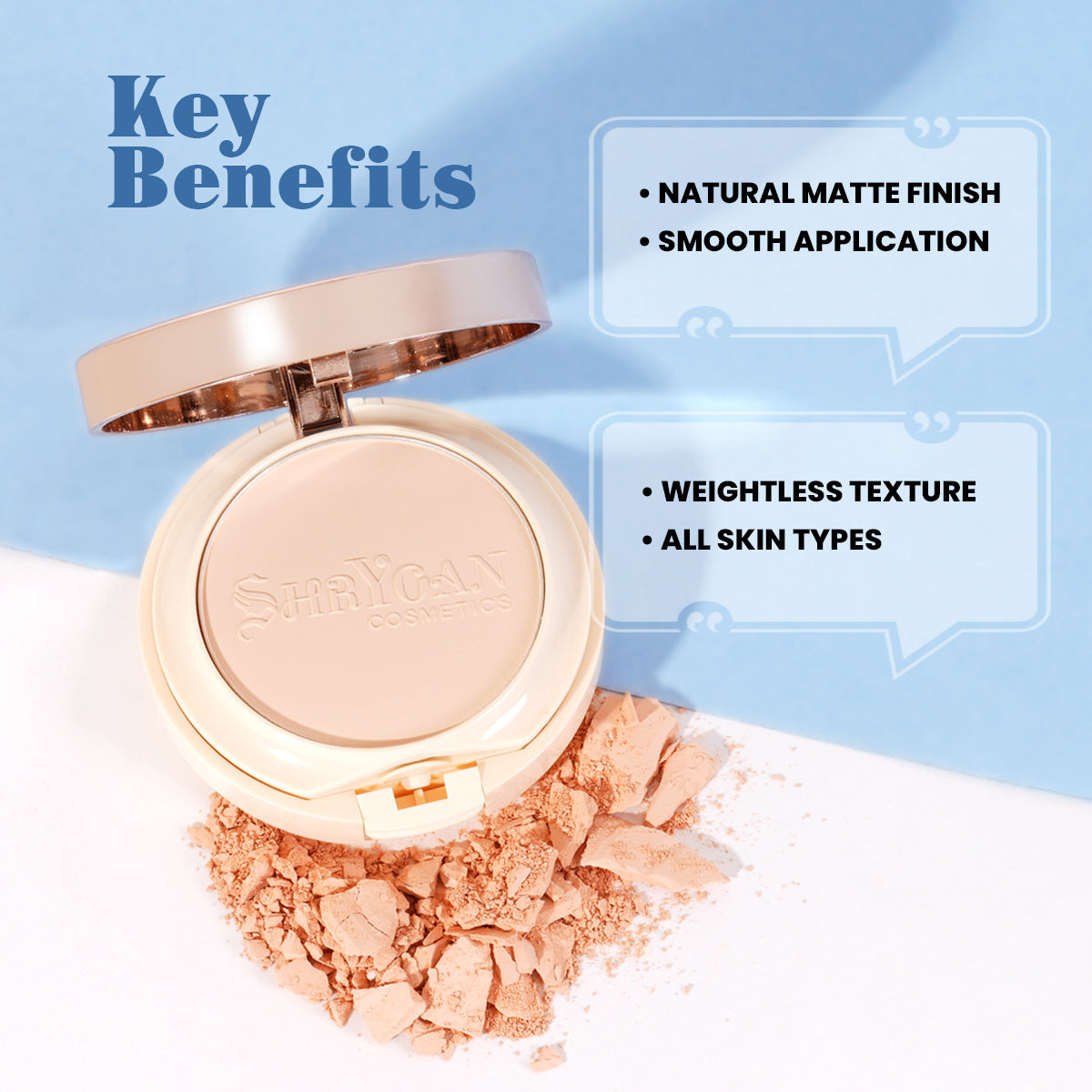 Shryoan 2 In 1 Oil Control Long Lasting Waterproof Compact Powder
