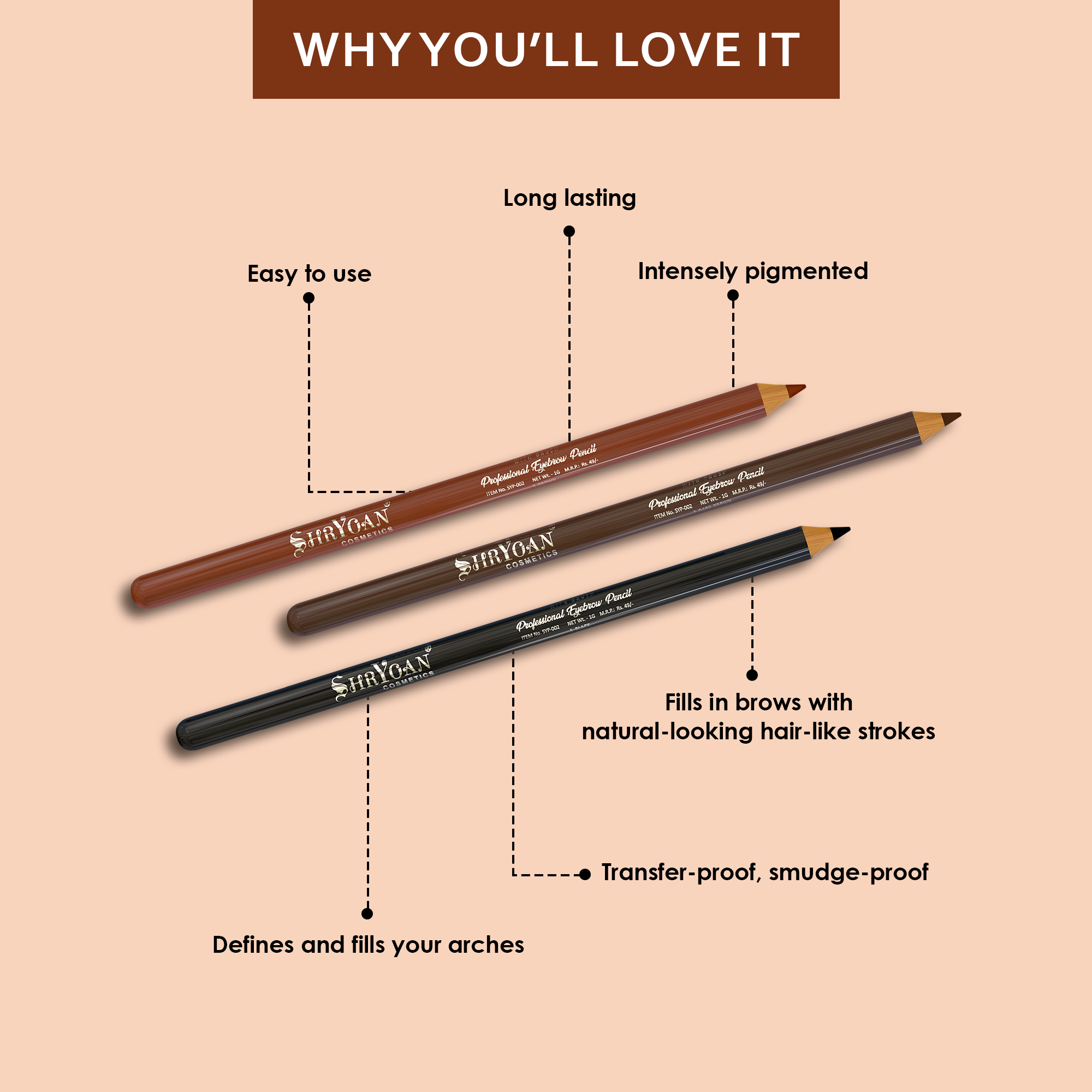 Shryoan Professional eyebrow pencil with brush