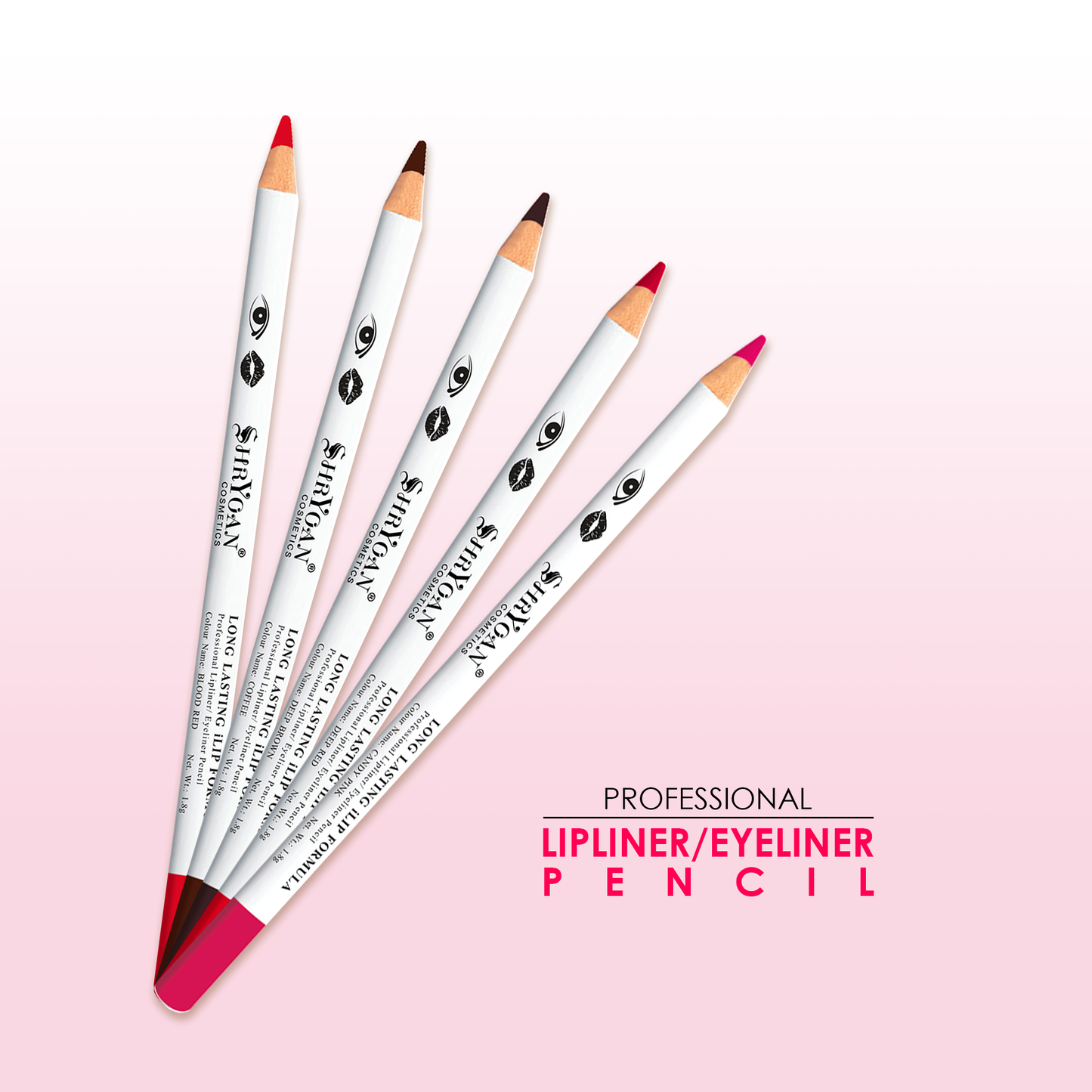 Shryoan Long Lasting ILip Formula Lipliner Eyeliner Pencil Set Of 12 Pc